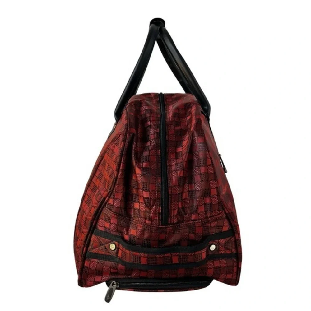 CALPAK Rolling Travel Duffel Bag Red Plaid Carry On Luggage 21